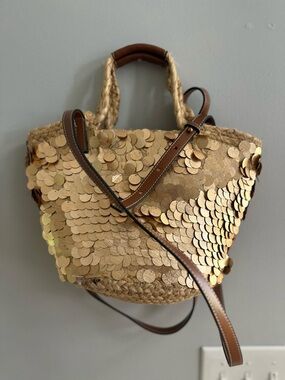 Zara woven straw /sequin bag
